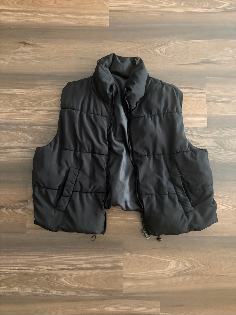 Classic Black Puffer Vest with High Collar
